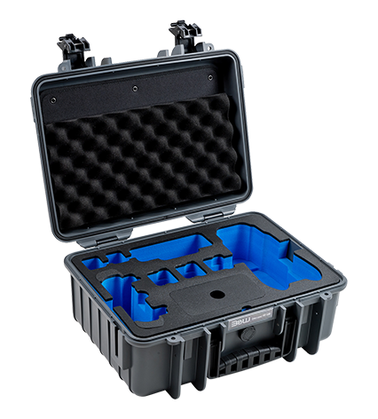 Black case with foam inlay for a drone