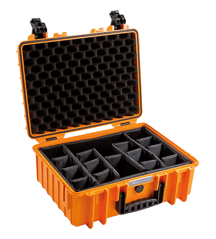 Orange opened case with a flexible inlay made of RPD.